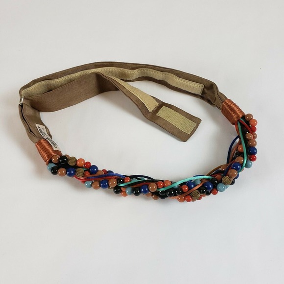 Designer Carolyn Tanner Vintage Beaded Cord Hippie Boho Festival Adjustable Belt main image 8